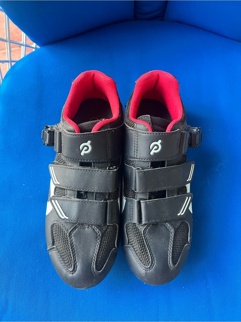 Peloton Black Cycling Shoes with Red Lining